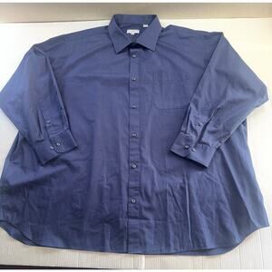 Men's Modena "Classic Fit" Navy Blue Dress Shirt Size 20 34/35 Long Sleeve